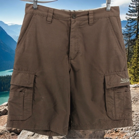 Y2K Quiksilver Grunge Chocolate Brown Cargo Skater Shorts Men's 30 - Picture 1 of 13